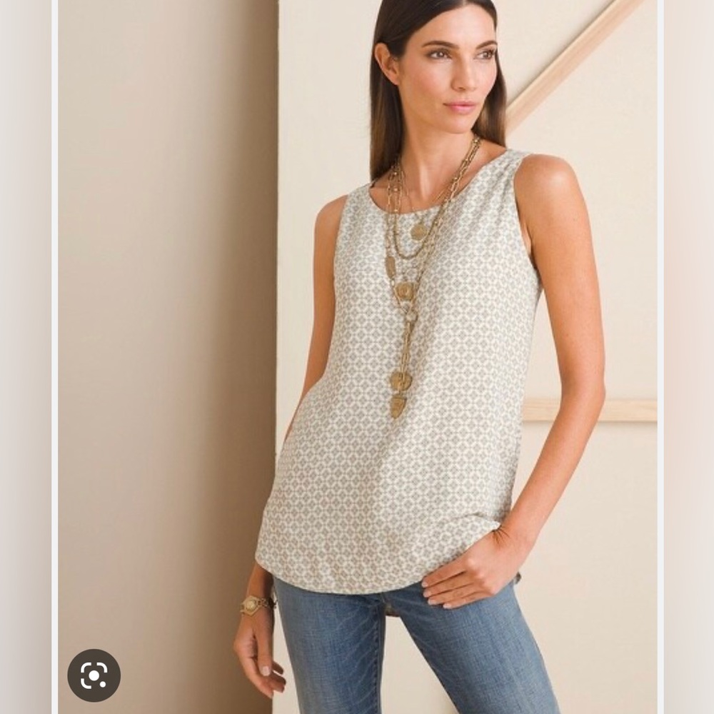 Chicos Reversible Amulet to Geometric Print Tank Size 2 Large